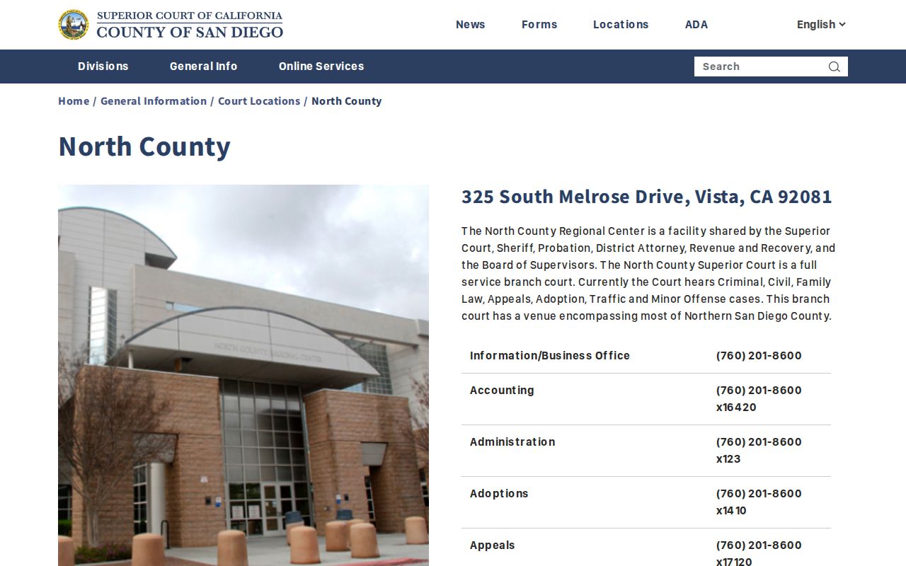 Oceanside criminal records North County courthouse