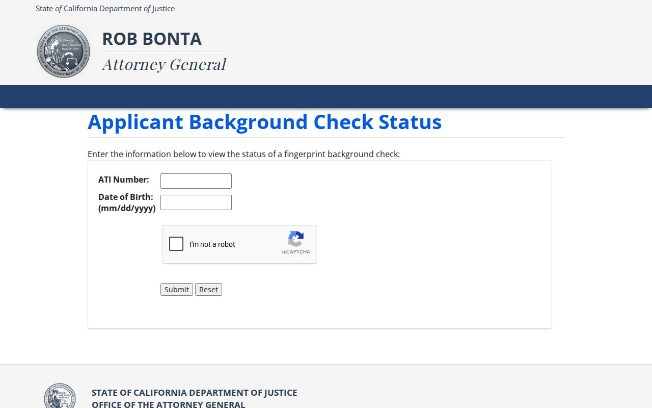 San Diego County criminal history DOJ applicant status portal
