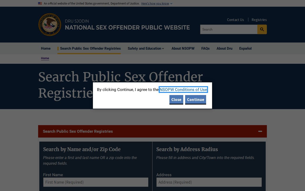 San Diego County sex offender lookup through the national registry search